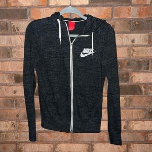 Light Weight Nike Full Zip Hoodie Dark Heather Gray Size Small